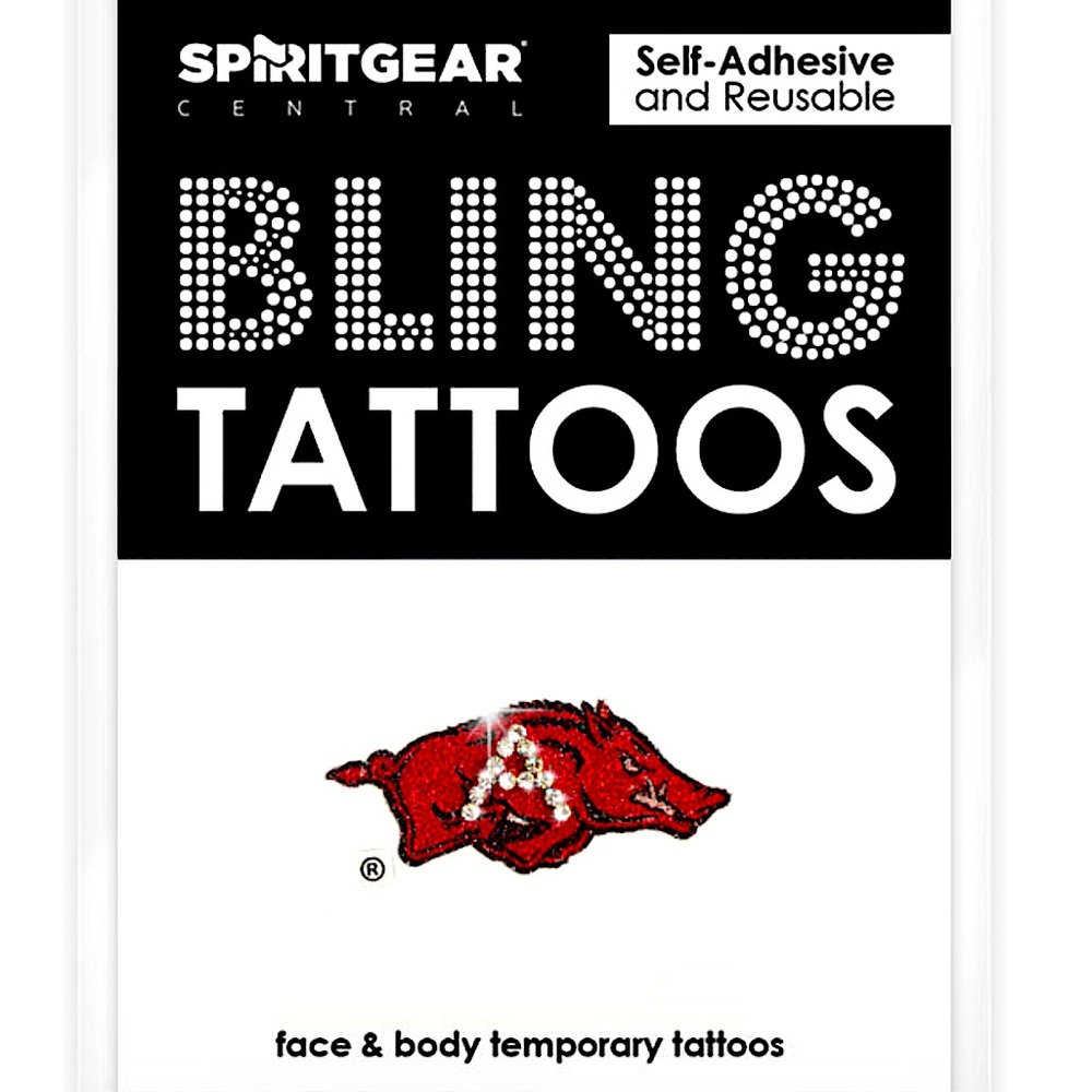 *NWT* Arkansas Razorbacks Reusable Face:Body Bling Tattoos